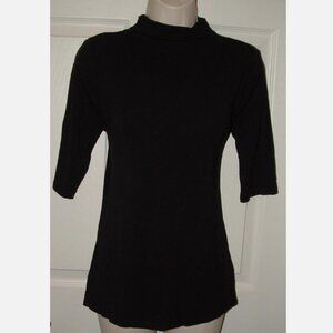 LIKE NEW Black Casual or Dress Sz Medium Soft Stretchy Mock Neck Shirt WHBM